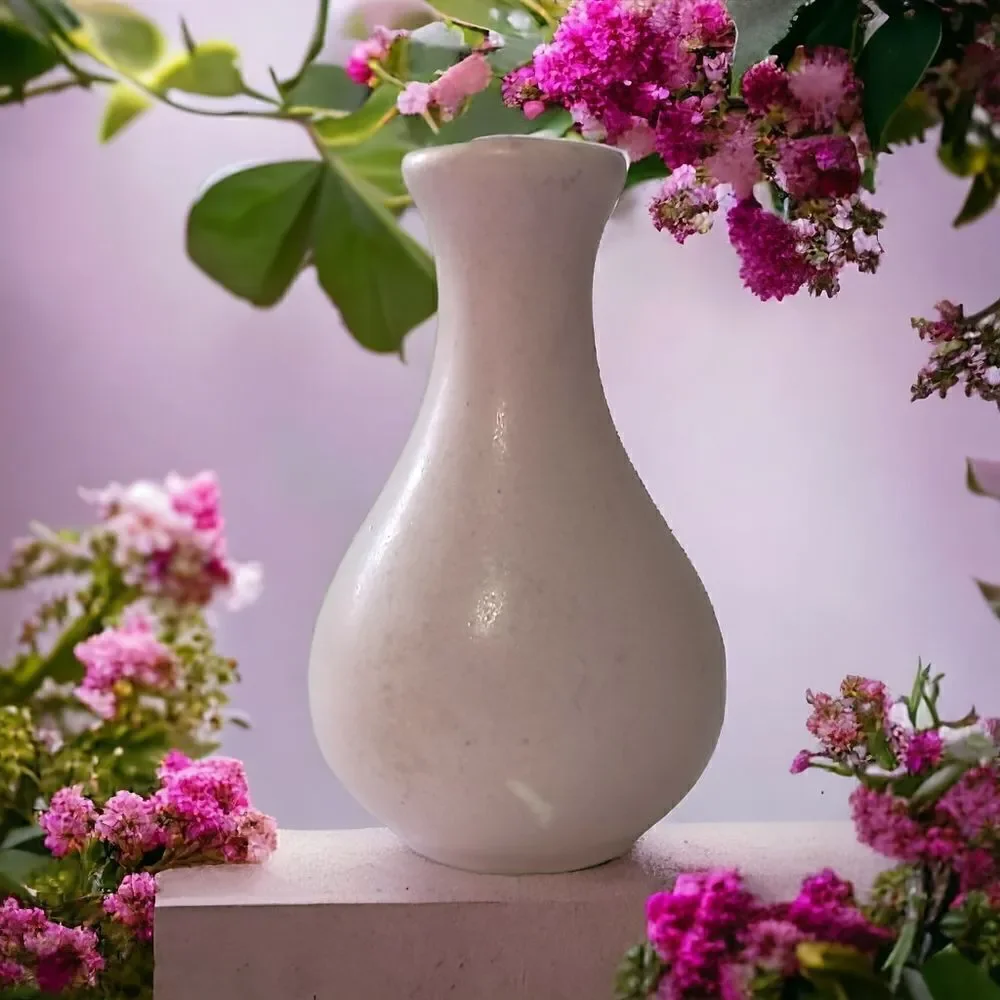 Camark Pottery Teardrop Bud Vase Art Deco Pale Pink Bulb Minimalist Farmhouse - Picture 14 of 14